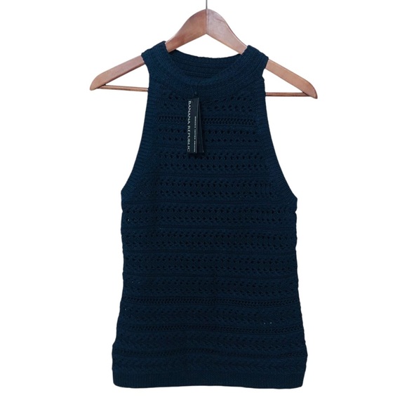 NWT Banana Republic Knit Sweater Tank Tamra Dark Navy Blue NEW - Picture 2 of 16